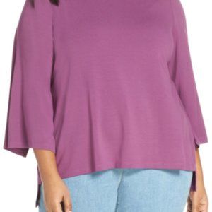 EILEEN FISHER 1X NWT CURRANT JEWEL NECK TOP